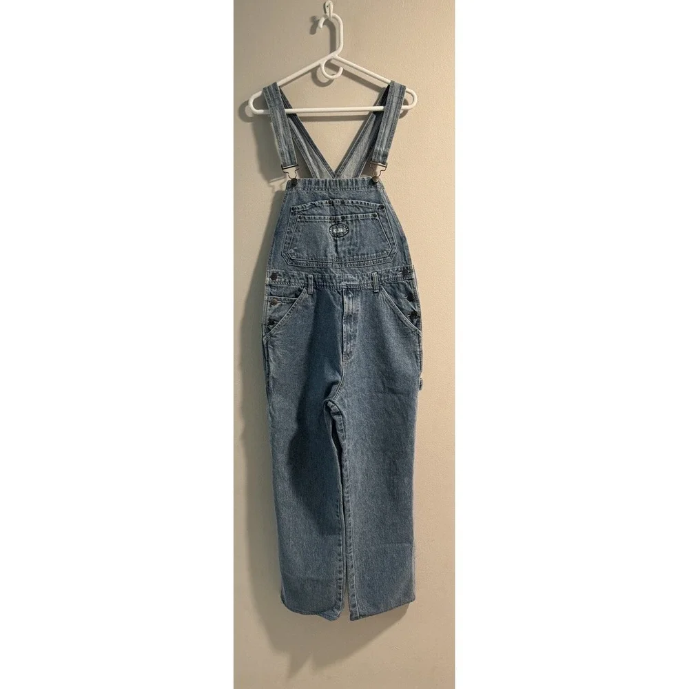 VINTAGE PACO Jeans Bib Overalls Wide leg BLUE DENIM Boyfriend SKATER Tag Size‎ S